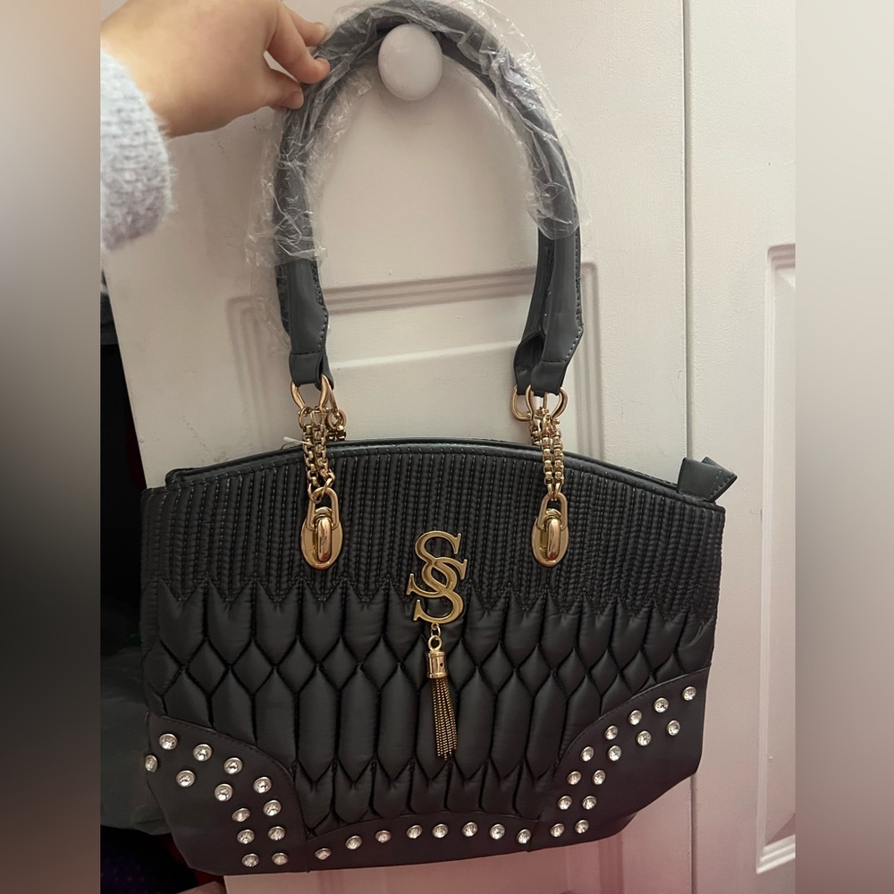 Women’s Grey Bejeweled Bag